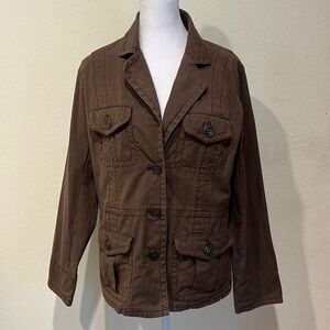 Chico’s Brown Pinstriped Blazer Jacket